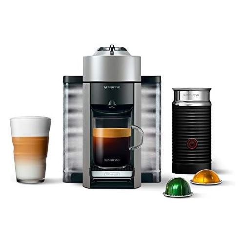 네슬레 Nestle Nespresso Nespresso Vertuo Coffee and Espresso Maker by DeLonghi, Silver with Aeroccino Milk Frother