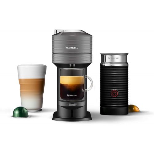 네슬레 Nestle Nespresso Nespresso Vertuo Next Coffee and Espresso Maker by DeLonghi, Dark Grey with Aeroccino Milk Frother