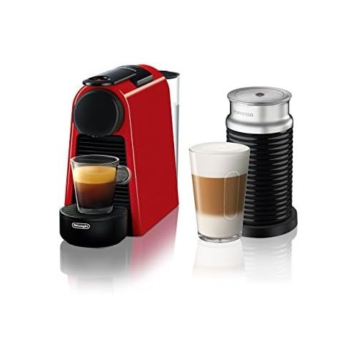 네슬레 Nestle Nespresso Nespresso Essenza Mini Original Espresso Machine Bundle with Aeroccino Milk Frother by DeLonghi, Red