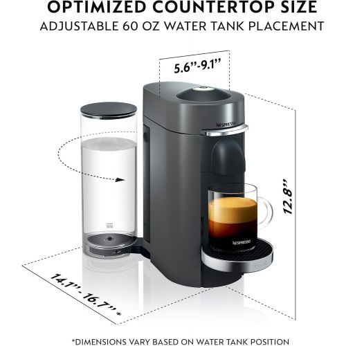 네슬레 Nestle Nespresso Nespresso Vertuo Plus Deluxe Coffee and Espresso Maker by DeLonghi, Titan with Aeroccino Milk Frother