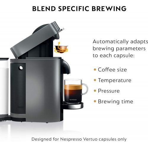 네슬레 Nestle Nespresso Nespresso VertuoPlus Deluxe Coffee and Espresso Machine by DeLonghi, 15 x 14 x 9 inches, Titan