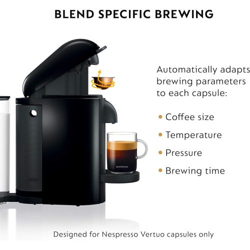 네슬레 Nestle Nespresso Nespresso VertuoPlus Coffee and Espresso Maker by Breville with Aeroccino, Ink Black AND BEST SELLING COFFEES INCLUDED