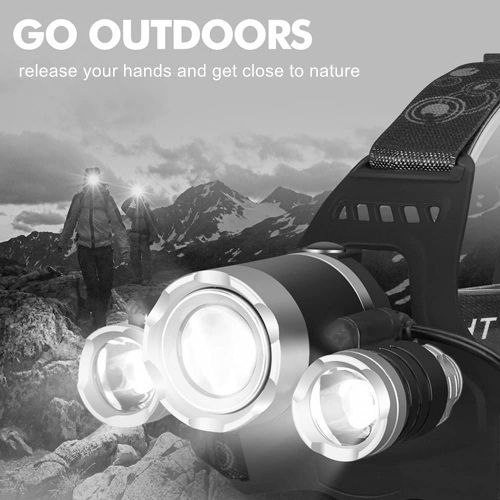 네슬레 Nestling LED Camping Headlamp Fishing Flounder Frog Gigging Light Equipment Ultra Bright 3xCREE XM-L T6 LED Focus Waterproof Headlight with Rechargeable Batteries Headlamp for Hiking Campin