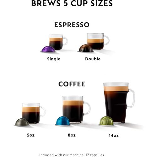 네슬레 [아마존베스트]Nestle Nespresso Nespresso VertuoPlus Coffee and Espresso Maker by Breville with Aeroccino, Ink Black AND BEST SELLING COFFEES INCLUDED