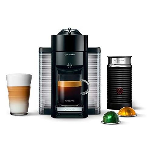 네슬레 Nestle Nespresso Nespresso Vertuo Coffee and Espresso Maker by DeLonghi, Piano Black with Aeroccino Milk Frother