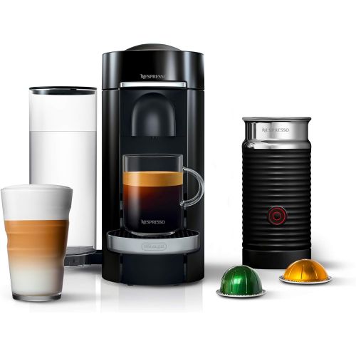 네슬레 Nestle Nespresso Nespresso Vertuo Plus Deluxe Coffee and Espresso Maker by DeLonghi, Piano Black with Aeroccino Milk Frother