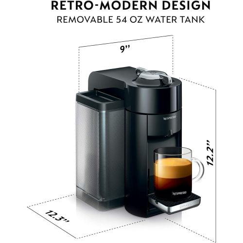 네슬레 Nestle Nespresso Nespresso Vertuo Coffee and Espresso Maker by DeLonghi, Piano Black with Aeroccino Milk Frother