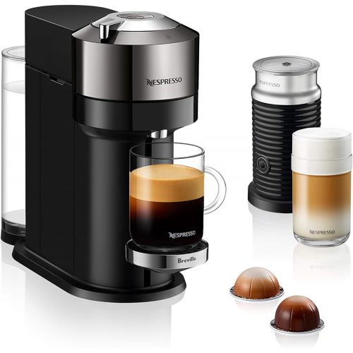 네슬레 Nestle Nespresso Nespresso Vertuo Next Premium Coffee and Espresso Machine by Breville with Aeroccino, Dark Chrome
