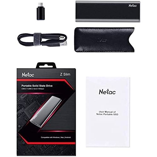  [아마존베스트]Netac 250GB Portable SSD, USB3.2 Gen2 10Gbps, Type-C PSSD, Read Speed up to 500MB/s External SSD, Aluminium Alloy Portable Solid State Drive for PC/Laptop/Mac/Android/Xbox/PS4 - ZS