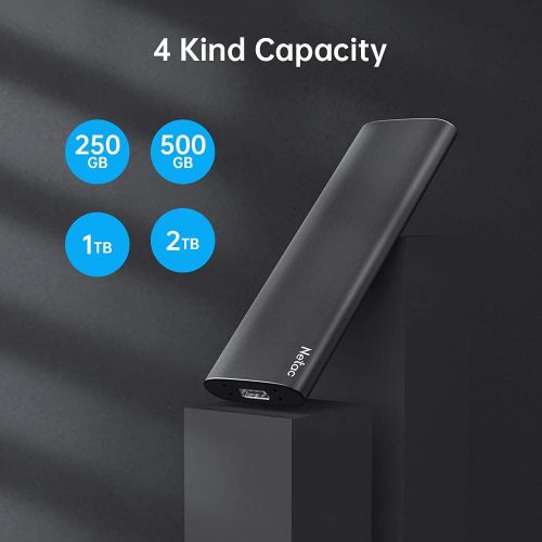  [아마존베스트]Netac 250GB Portable SSD, USB3.2 Gen2 10Gbps, Type-C PSSD, Read Speed up to 500MB/s External SSD, Aluminium Alloy Portable Solid State Drive for PC/Laptop/Mac/Android/Xbox/PS4 - ZS