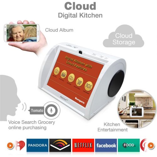  [아마존베스트]Netchef NC850 Multi-Functional Cloud Digital Kitchen Entertainment w/ 8 Touch Screen, WiFi, Voice Search Function for Online Shopping, Hi-Fi Sound, Audio & Radio & Social Media Apps, Recip
