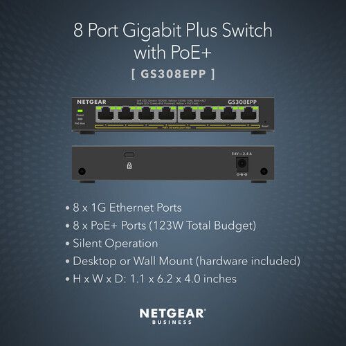  Netgear GS308EPP 8-Port Gigabit PoE+ Compliant Managed Switch