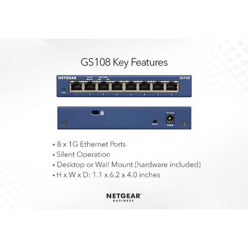  Netgear GS108-400NAS ProSAFE 8-Port Gigabit Switch