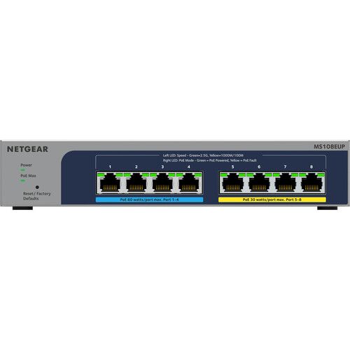  Netgear MS108EUP 8-Port PoE+ / PoE++ Compliant 2.5G Managed Network Switch