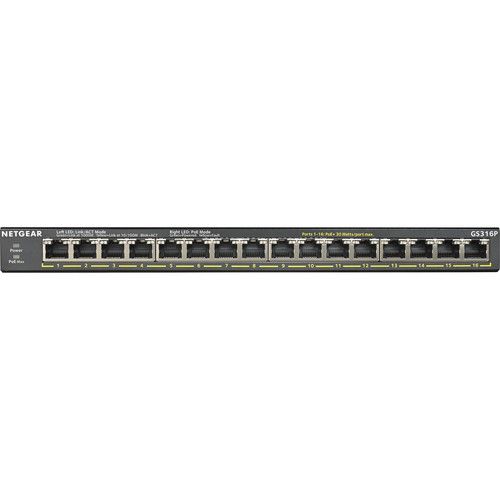  Netgear GS316P 16-Port Gigabit PoE-Compliant Unmanaged Switch