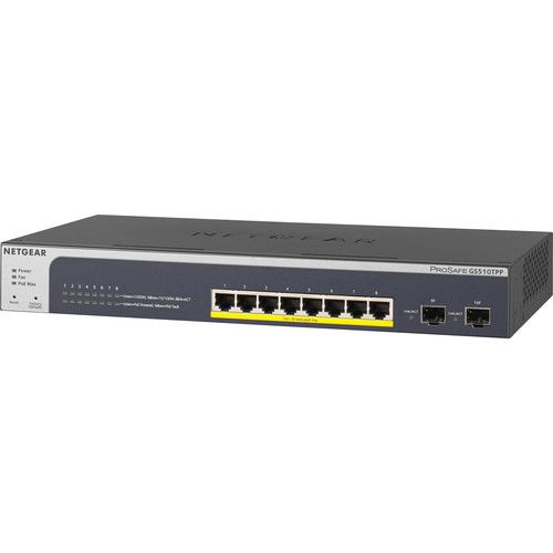  Netgear ProSAFE GS510TPP 8-Port Gigabit Ethernet PoE+ Compliant Managed Switch with SFP