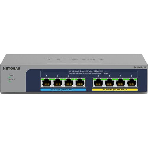  Netgear MS108UP 8-Port 2.5G PoE++ Compliant Unmanaged Network Switch