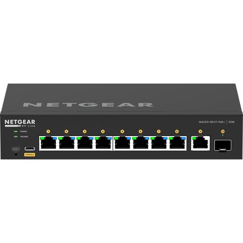  Netgear AV Line M4250 GSM4210PD 8-Port Gigabit PoE+ Compliant Managed AV Switch with SFP (110W)