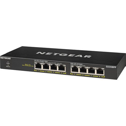  Netgear GS308PP 8-Port Gigabit PoE-Compliant Unmanaged Switch