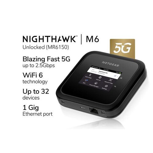  Netgear Nighthawk M6 5G Mobile Hotspot & AX3600 Dual-Band Wi-Fi Router (Unlocked)