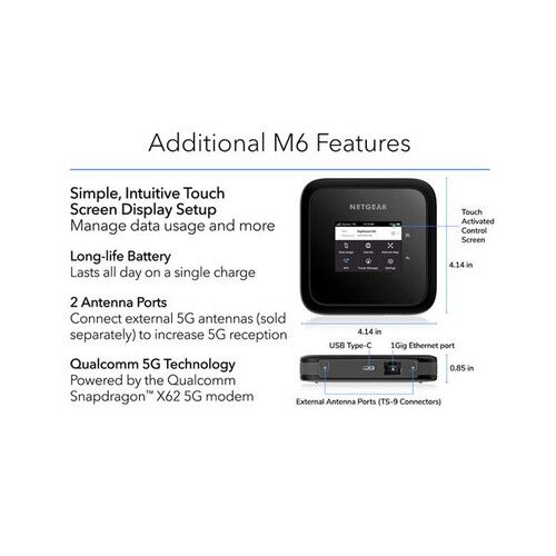  Netgear Nighthawk M6 5G Mobile Hotspot & AX3600 Dual-Band Wi-Fi Router (Unlocked)