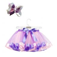 Nethaniah Ballet Gauze Pettiskirt Children Rainbow TUTU Half-length Princess Dress To Send Bow Headdress