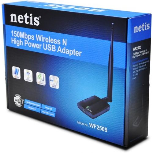  Netis WF2561 Wireless AC1200 500mW High Power USB Adapter, Supports Windows, Mac, Linux, 5 dBi Antennas, Free USB Cradle