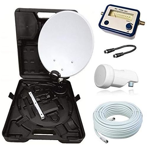  [아마존베스트]-Service-Informationen Satellite Receiver Camping Koffer + Single LNB + 10m Cable/Sat Finder