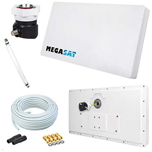  [아마존베스트]-Service-Informationen Megasat Professional Line H30 D1 Single Flat Antenna with Window Bracket + 10 m Cable + 1x Window Feed Latest Generation with Best Reception Values for HD and SD TV (Easy and Stabl