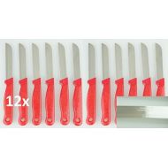 12x Neudorf Manufaktur Gemuesemesser Obstmesser (rot) Schalmesser Allzweckmesser/ durch speziellen Zackenschlief nie stumpf/ extrem scharf / Messerset 12-teilig/ aus rostfreiem Edel