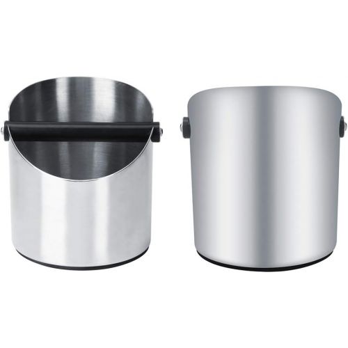  Neufday Coffee Grounds Container, Thicken Round Stainless Steel Coffee Grounds Container Box Bucket Durable Coffee Knock Containe for Espresso Maker Accessories ,