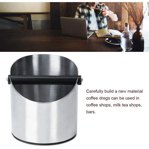  Neufday Coffee Grounds Container, Thicken Round Stainless Steel Coffee Grounds Container Box Bucket Durable Coffee Knock Containe for Espresso Maker Accessories ,