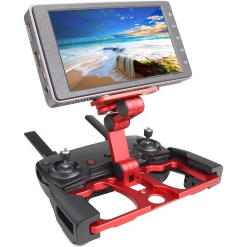  Neufday Holder with 2 Screws for CrystalSky, Phone Tablet Holder Bracket for DJI Mavic 2/Pro/Air/Spark Drone Remote Controller(Red with Holder for CrystalSky)