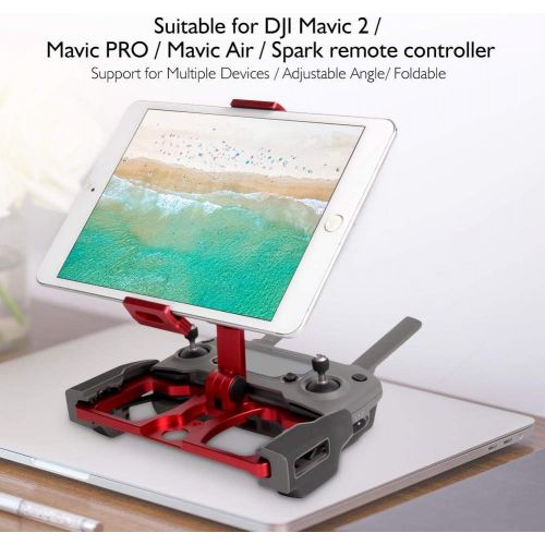  Neufday Holder with 2 Screws for CrystalSky, Phone Tablet Holder Bracket for DJI Mavic 2/Pro/Air/Spark Drone Remote Controller(Red with Holder for CrystalSky)