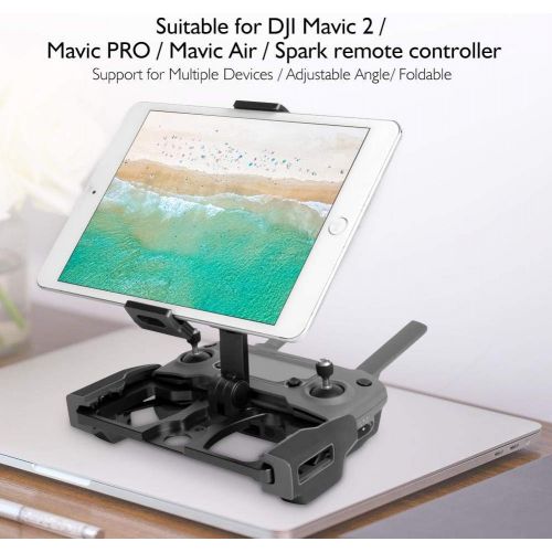  Neufday Holder with 2 Screws for CrystalSky, Phone Tablet Holder Bracket for DJI Mavic 2/Pro/Air/Spark Drone Remote Controller(Black with Holder for CrystalSky)