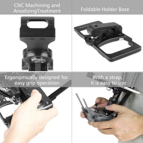  Neufday Holder with 2 Screws for CrystalSky, Phone Tablet Holder Bracket for DJI Mavic 2/Pro/Air/Spark Drone Remote Controller(Black with Holder for CrystalSky)