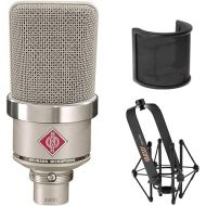 NEUMANN TLM-102 Large Diaphragm Studio Condenser Microphone (Nickel) with Suspension Shockmount & Pop Filter