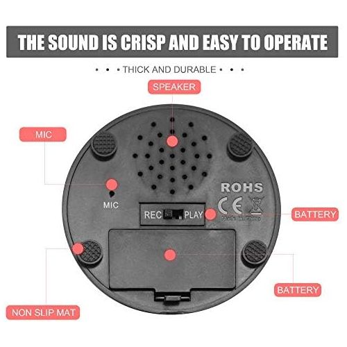  [아마존베스트]Neutral Talking Button Record & Playback Your Own Message 30 Second Custom Recordable Easy Sound Recorder Set of 2 ( Silver and Black)