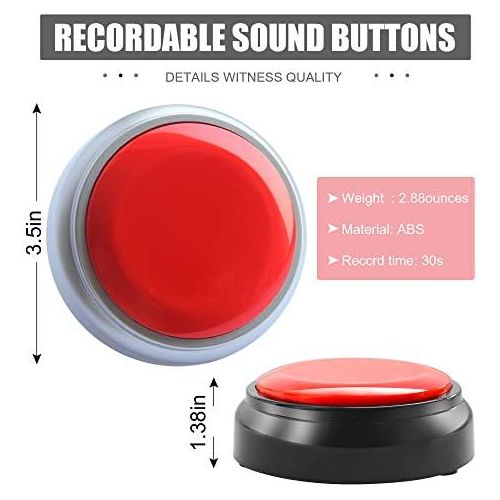  [아마존베스트]Neutral Talking Button Record & Playback Your Own Message 30 Second Custom Recordable Easy Sound Recorder Set of 2 ( Silver and Black)