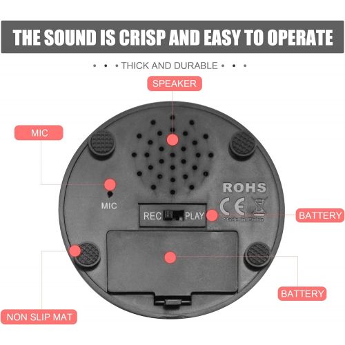  [아마존베스트]Neutral Talking Button Record & Playback Your Own Message 30 Second Custom Recordable Easy Sound Recorder Set of 2 ( Silver and Black)