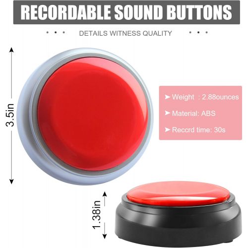  [아마존베스트]Neutral Talking Button Record & Playback Your Own Message 30 Second Custom Recordable Easy Sound Recorder Set of 2 ( Silver and Black)