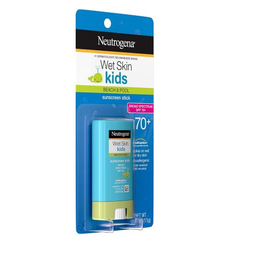  [아마존베스트]Neutrogena Wet Skin Kids Water Resistant Sunscreen Stick for Face and Body, Broad Spectrum SPF 70, 0.47 oz