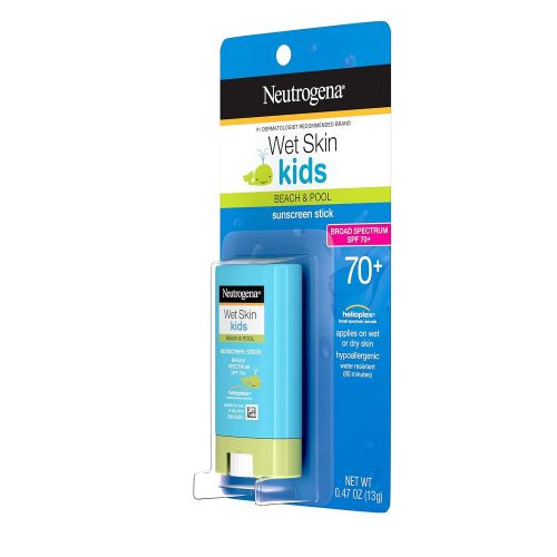  [아마존베스트]Neutrogena Wet Skin Kids Water Resistant Sunscreen Stick for Face and Body, Broad Spectrum SPF 70, 0.47 oz