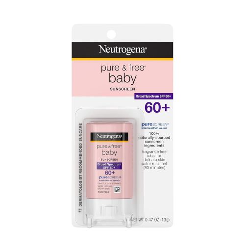  [아마존베스트]Neutrogena Pure & Free Baby Mineral Sunscreen Stick with Broad Spectrum SPF 60 & Zinc Oxide, Water-Resistant, Hypoallergenic, Oil- & PABA-Free Baby Sunscreen, 0.47 oz