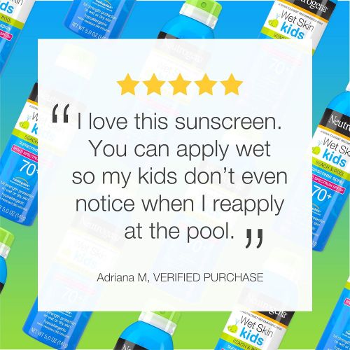  Neutrogena Wet Skin Kids Sunscreen Spray, Water-Resistant and Oil-Free, Broad Spectrum SPF 70+, 5 oz, 2 Pack