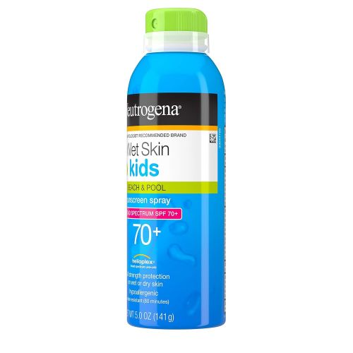  Johnsons Baby Neutrogena Wet Skin Kids Sunscreen Spray, Water-Resistant and Oil-Free, Broad Spectrum SPF 70+, 5 oz