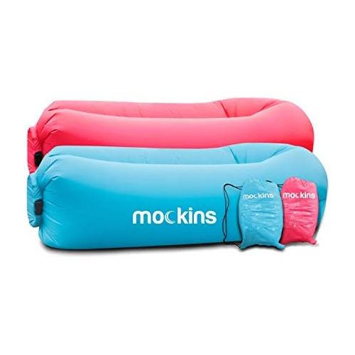 Mockins 2 Pack Inflatable Lounger Air Sofa Perfect for Beach Chair Camping Chairs or Portable Hammock and Includes Travel Bag Pouch and Pockets | Easy to Use Camping Accessories -B