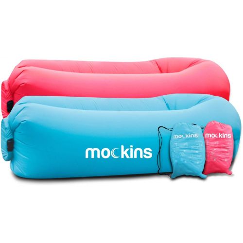  Mockins 2 Pack Inflatable Lounger Air Sofa Perfect for Beach Chair Camping Chairs or Portable Hammock and Includes Travel Bag Pouch and Pockets | Easy to Use Camping Accessories -B