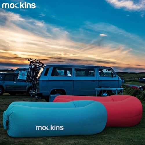  Mockins 2 Pack Inflatable Lounger Air Sofa Perfect for Beach Chair Camping Chairs or Portable Hammock and Includes Travel Bag Pouch and Pockets | Easy to Use Camping Accessories -B