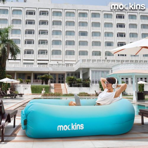  Mockins 2 Pack Inflatable Lounger Air Sofa Perfect for Beach Chair Camping Chairs or Portable Hammock and Includes Travel Bag Pouch and Pockets | Easy to Use Camping Accessories -B